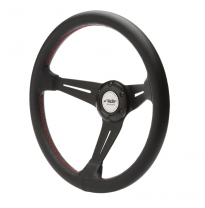 Volante Simoni Racing Clase 350mm - Cuero Negro + Costura Roja (Plato Profundo - 60mm)